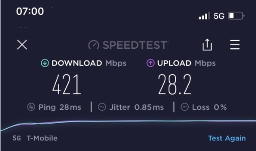 T mobile home internet upload speed